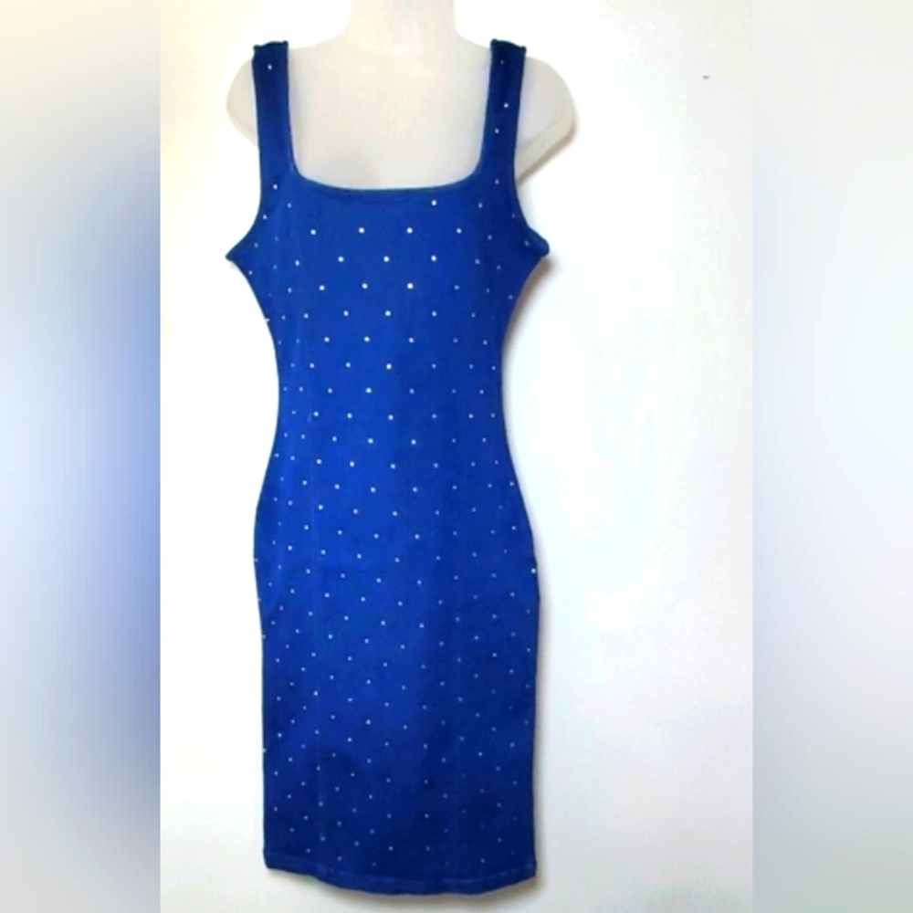 Derek Heart Blue Midi Dress with Gems